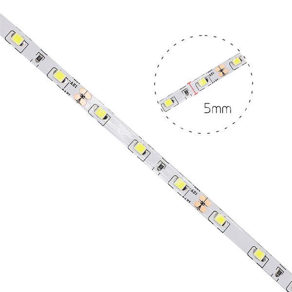 Bande LED 2835, 5V 12V, largeur étroite, 5mm, éclairage Flexible, 5 m/rouleau, 300LED, 3000K, 4000K, 6000K