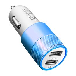5V 2.1A Dual USB Car-Charger Metal Alloy Fast Car Phone Charger Adapter voor Xiaomi Samsung Huawei HTC LG-oplader