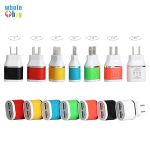 5 V 2A 2 ports coloré Double Double USB alimentation AC chargeur mural adaptateur de voyage pour iphone Samsung téléphones intelligents tablette prise ue/US 30 pièces