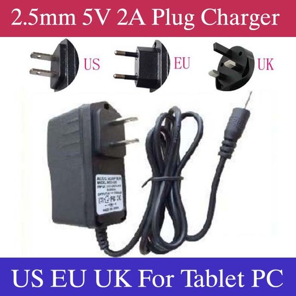 5V 2A DC 2.5mm EU US UK Plug Convertisseur Chargeur Adaptateur secteur pour tablette PC Allwinner A23 A13 Q88 MQ50