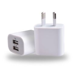 Caricabatterie per cellulare 5V 2A Caricatore portatile doppio USB 2 porte Caricabatterie per spina US EU AU UK per Iphone Samsung Xiaomi LG Tablet Home Adapter