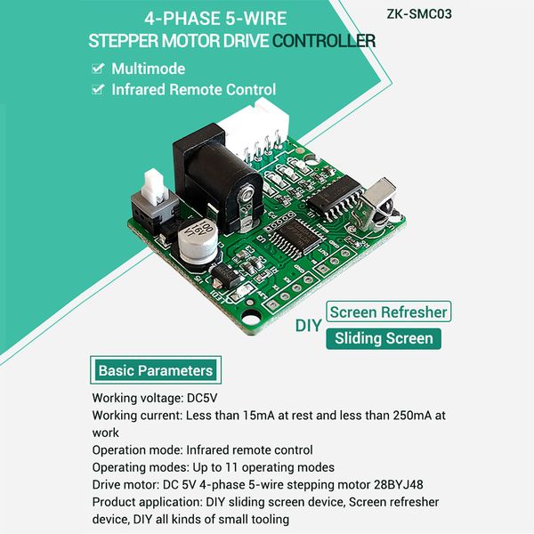 5V 4 fase 28byJ-48 DC Gear Step Motor paso a paso + ULN2003 Tablero de controlador ULN2003 Pic MCU DIY + control remoto