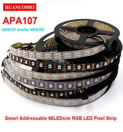 5V 60LEDsm APA107 Digitale LED-strip APA102 5050 SMD RGB Pixel Flexibele Tape Adresseerbaar Kerst TV-licht Wit Zwart PCB IP20I9616422