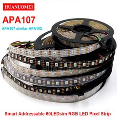 5V 60LEDsm APA107 bande LED numérique APA102 5050 SMD RGB Pixel bande Flexible adressable lumière de télévision de noël blanc noir PCB IP20I4825076