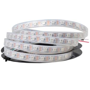 dc5v 60LED s/m 60Pixels/m couleur numérique ws2812 rgb led bande 5050 smd lumière led ws2812 blanc pcb ws2811 puce étanche IP67