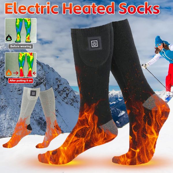 Chauffe-pieds chauffant thermique pour sports de plein air 5 V, chaussettes électriques rechargeables 4000 mAh avec 3 températures réglables, sports de ski 240117