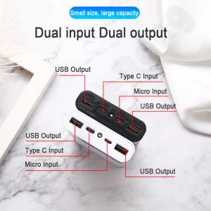 Banque de banque d'alimentation 5V Double USB micro USB Type C DIY Super Fast Charge 4x18650 Boîte de rangement de charge de batterie du boîtier sans batterie