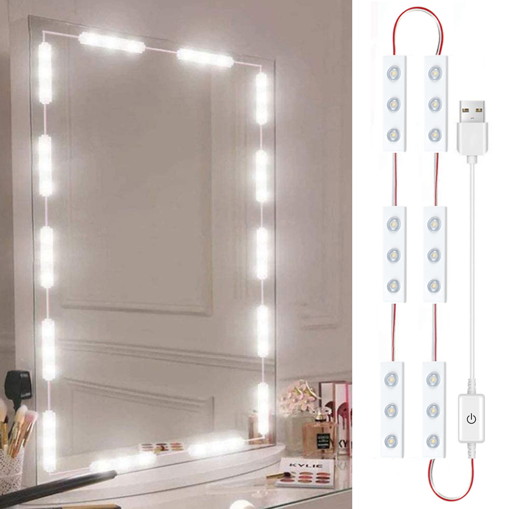5V USB LED Fill Light Vanity Dimmable Mirror Lamp Touch Switch/Sensor Switch 4000K Dimme Mirrors Lamps for Makeup Table Bedroom