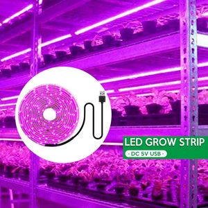 5V USB LED Grow Light Full Spectrum 1-5m Phytolamp voor planten Zaailingen Bloemkassen