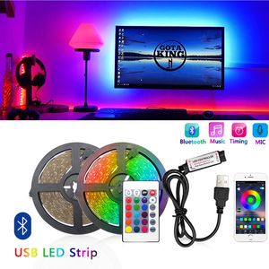 5V USB LED bande lumineuse Bluetooth 10M RGB 5050 2835 TV fond éclairage décoration de la maison fée LED lumières D4.0