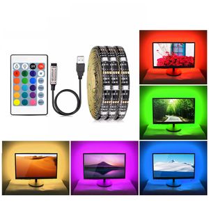 Tira de luces LED RGB USB de 5V, 5050 SMD, 16 colores, lámpara de neón, iluminación de fondo de TV, no resistente al agua, 1M, 2M, 3M, 4M, 5M, cinta Flexible DIY