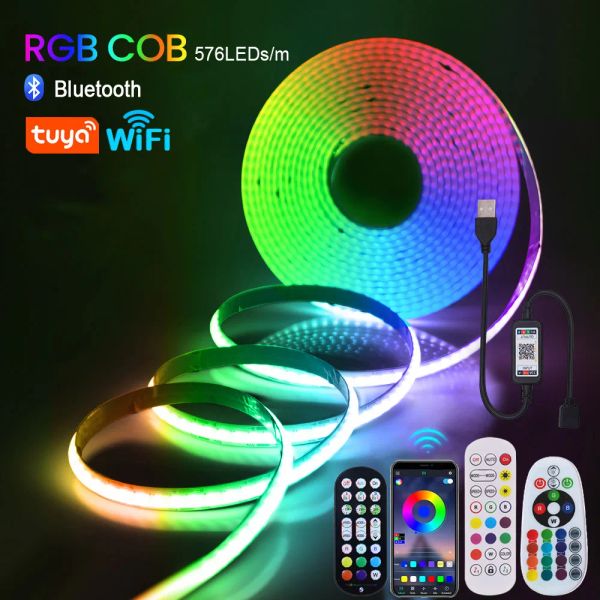 5V Wifi Bluetooth USB RGB COB LED LIGHT LIGHT 24KEY 44KEY Kit de control remoto 576 LED LINEWLING LINEAR CINTA Flexible