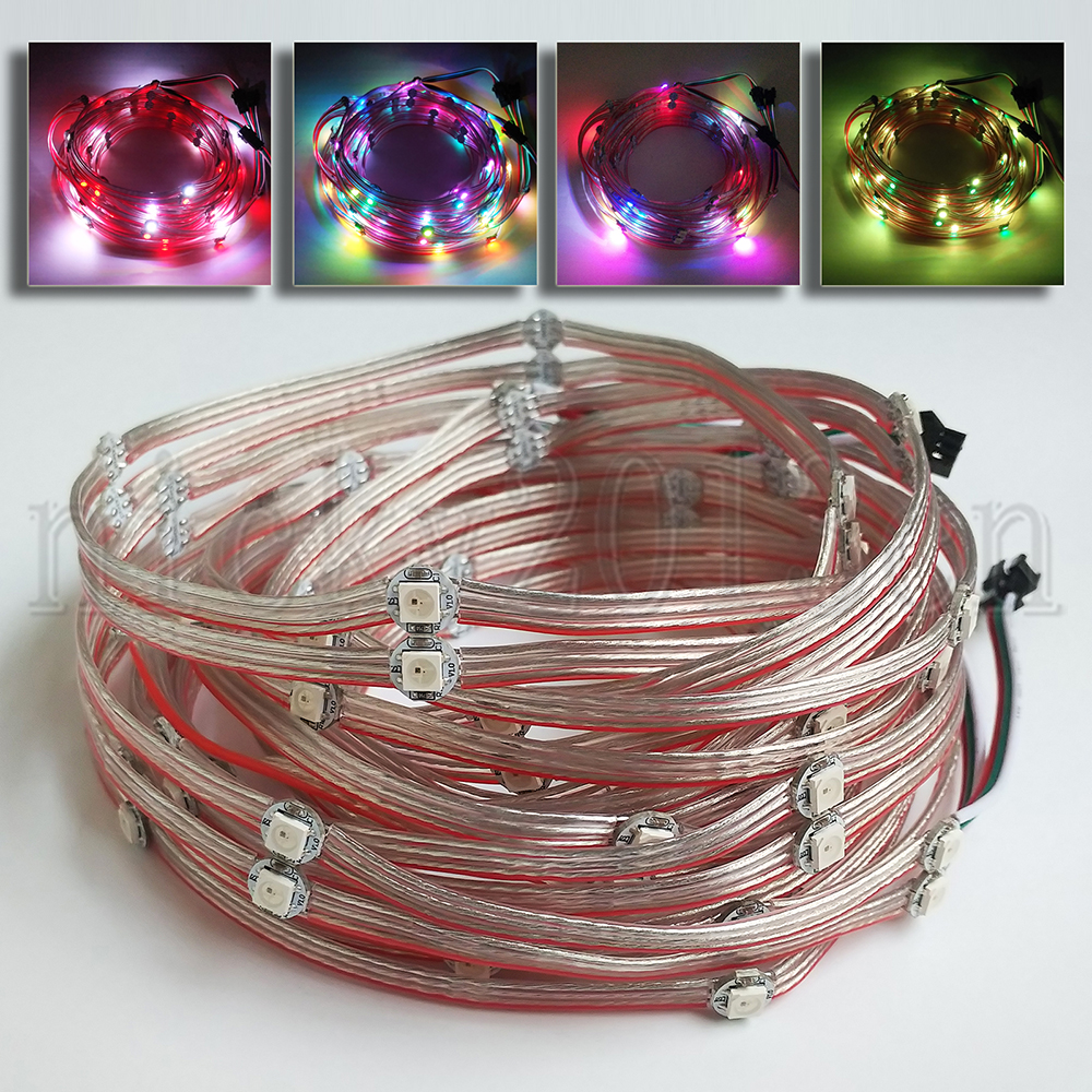 5V WS2812B IC 5050 RGB LED Pixel Module Strip String Light Pre-Wired 50LEDs Addressable Programmable individual Dream Magic Full Color Changing Chasing Digital