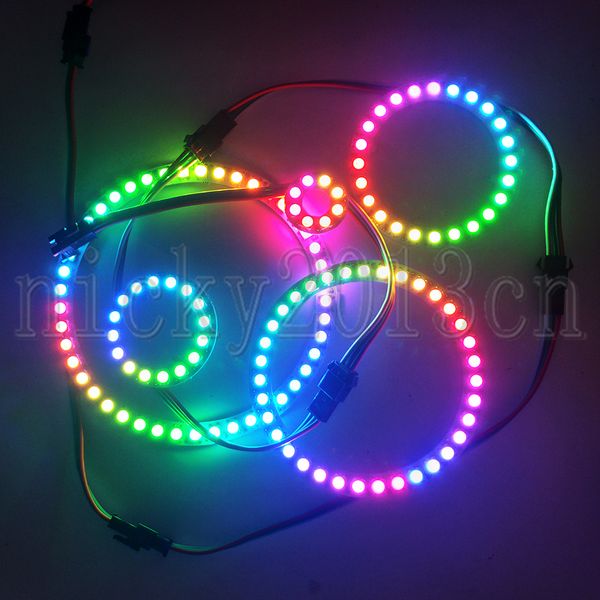 5V WS2812B IC LED PANNEAU RING PIXEL MODULE HALO MODULE LUMINE ANGELLE 5050 RVB BLACK PCB individuel Cercle adressable Dream Magic Couleur Changement de couleur Chasing