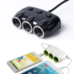 5V3.1A Multifunctionele autolader 3-Socket Sigarettenaansteker Adapter Dual USB Universal Car-Charger voor iPhone voor Samsunguniversale auto-adapteruniversale auto-adapter