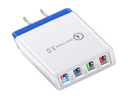 Adaptador de corriente rápido 5V3A Puertos USB 4USB Cargador de pared adaptable Carga inteligente Viaje universal UE EE. UU. Enchufe opp pack Quality4333717