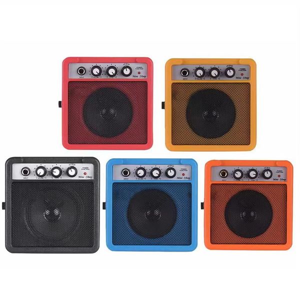 Mini amplificateur de guitare 5W haut-parleur avec entrées 3.5mm 6.35mm sortie 1/4 pouces prend en charge le réglage de la tonalité du Volume Overdrive