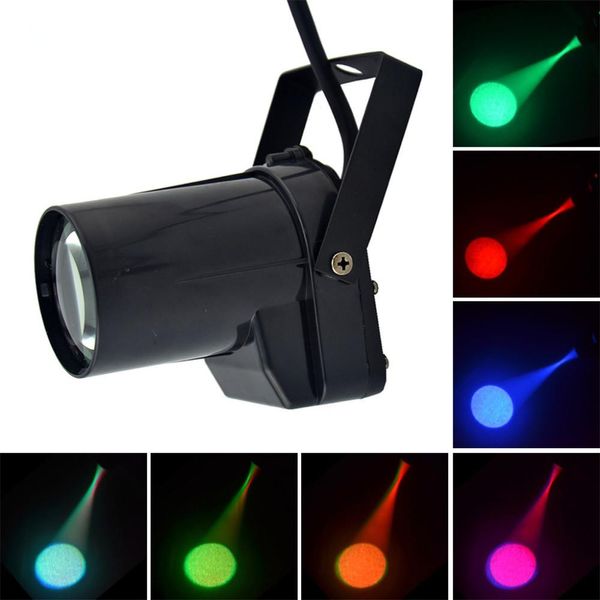 Mini foco LED de 5W con efecto de foco, luz de escenario RGBWYP, iluminación de haz de 6 colores para bolas de espejo, Bar, ktv, DJ, espectáculo de discoteca