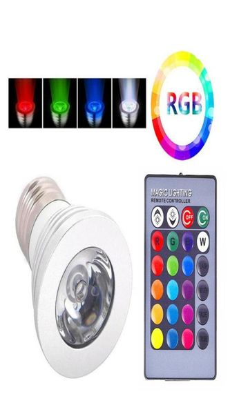 Spotlights LED RVB 5W 16 LAMPE DE BAMBE DE LED RVB à changement de couleur E27 GU10 MR16 GU53 avec 24 clés Remote Control 85265V 12V6726120