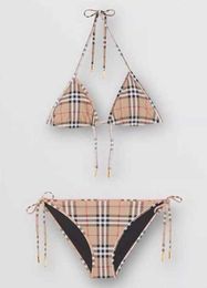 5wdf Damesbadmode Designer Badpakken Zomerbadpak Streep Draadkop Geruit Patroon Set Mode Comfortabele Kleding Bikini's Kinderen