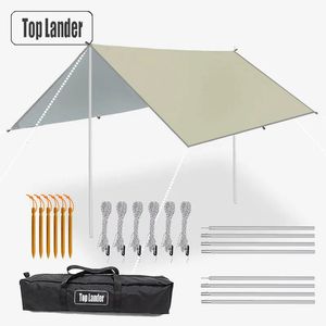 5x 4x tarp met steunpaal touw PEG waterdichte luifel tent Shade Garden Zonneschade Outdoor Camping Sun Shelter Beach Hangmat 240416