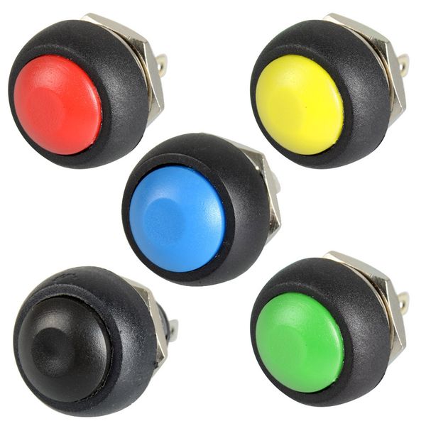 5x negro/rojo/verde/amarillo/azul 12mm impermeable momentáneo interruptor de botón B00019 BARD