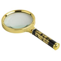 5x vergrootglas Golden Dragon Handgreep vergrootgroot Mini Pocket Handheld Microscoop Lees sieraden Loupe vergrootders