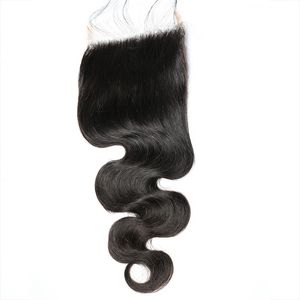 5x5 Body wave HD lace closure Virgin Brazilian Human Hair Free Middle Three Part Closure Natural Color