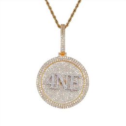 5x5cm Nom personnalisé Pendants Pendants Hip Hop Style Men Collier Spin Collier Tous les numéros de lettres de police symboles Color204n