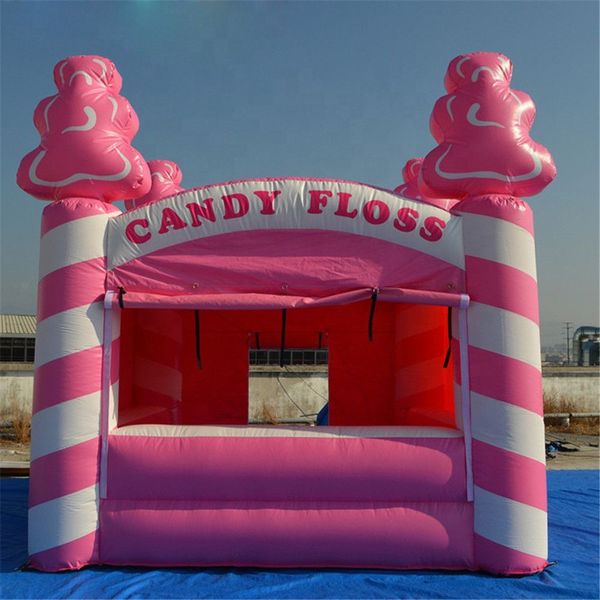 5x5x3.5mH (16.5x16.5x11.5ft) Carpa inflable con soporte para palomitas de maíz con hilo de caramelo Cabina publicitaria personalizada puesto de venta de aire puesto de carnaval para promoción