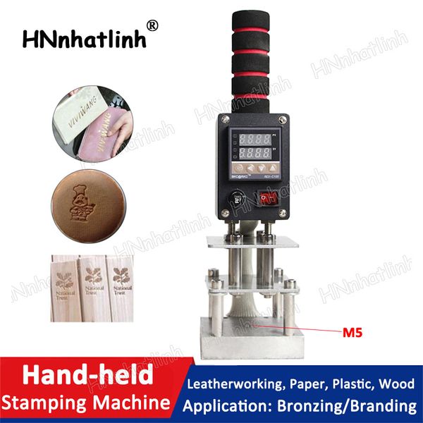 5x7cm 8x10cm 10x13cm Handheld Hot Stamping Machine Warmte Pers Digitale lederen Tool Papier Hout Custom Logo Folie Stempel