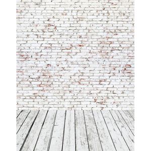 5x7ft witte bakstenen muur fotografie achtergrond vinyl houten planken textuur vloer kinderen kinderen foto achtergronden baby pasgeboren stand behang