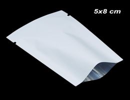 5x8 cm 500 PCS Lote Matte Blanco ABIERTO ABIERTO ABIERTO DE Aluminio FLOL SEAL POUNAS VACUMA MYLAR FOil Bolsas de comida para café Té en polvo S7149373