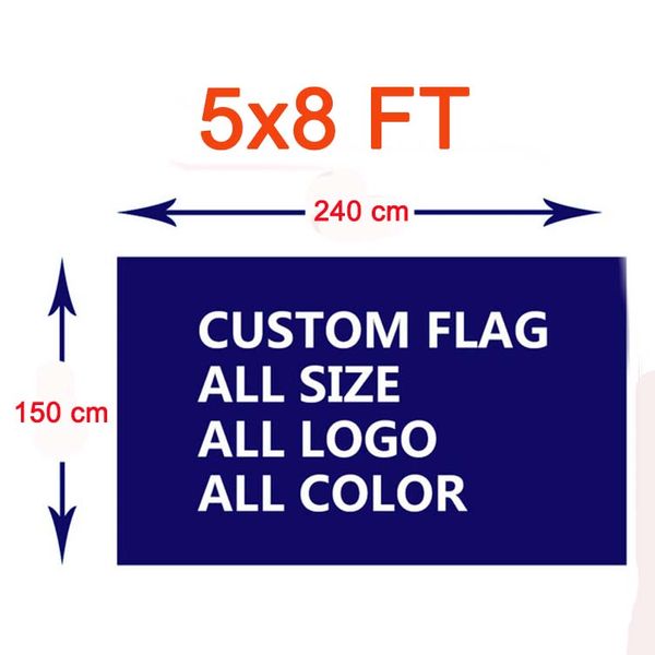 Drapeau personnalisé 5x8 FT Polyester Logo imprimé personnalisé bricolage motif couleur intérieur extérieur utilisation Festival Club Sport Football Football drapeaux personnalisés