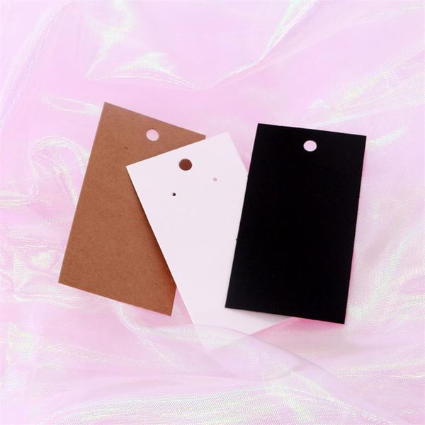 5x9cm Forme rectangulaire Boucle d'oreille Cartes d'affichage 100pcs / Lot Bijoux de mode Boucles d'oreilles Gland Emballage Papier Étiquettes volantes Blanc Noir Brown220i