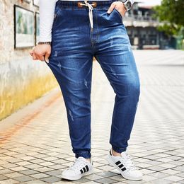 5XL 6XL 7XL 8XL Stretch hommes grande taille Jeans Style chinois taille élastique Harem pantalons longs décontracté Slim-fit en détresse Denim pantalon