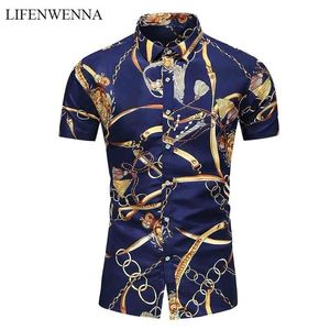 5xl 6xl 7xl shirt mannen zomer mode persoonlijkheid bedrukte shirts met korte mouwen mannen casual plus size strand Hawaiian shirt 210331