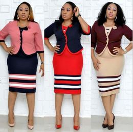 5XL 6XL Plus Size Dames Twee Stuk Jurk Jas Tops en Afrikaanse Jurken Elegante Design Office Lady Pak