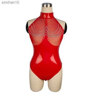 5XL Body de látex Body Plus Size Pvc Lencería Fetish Lingerie Body Suit Lencería sexy Traje sexy Disfraces sexuales Ropa de entrepierna abierta L230518