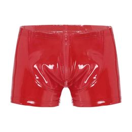 5xl para hombre sexy pantalones cortos de cuero de entrepierna abierta para sexo con forma de látex fetiche boxeador de cuero de cuero de cuero bulto de bulto sexo 240419