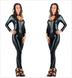 5xl Plus taille Sexy nouveauté Femmes noires fausses de cuir en cuir en cuir en latex zippe