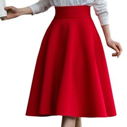 5XL jupe grande taille taille haute s blanc longueur au genou bas plissé Saia Midi rose noir rouge bleu 220401