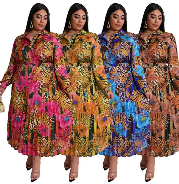 Vestidos de dos piezas de talla grande 5XL, conjunto de Top de manga larga y falda larga con estampado de moda para mujer, trajes de 2 uds Ship6890229