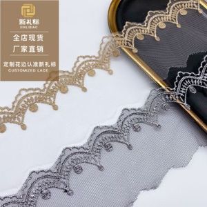 5yards 6,5 cm mous ivoire en maille dorée filet polyester tissu veine dentelle teint broderie couture artisanat matériau de poupée