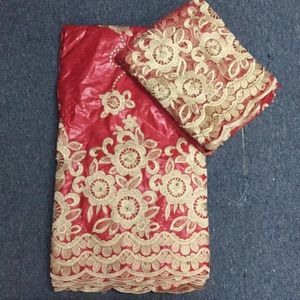 5Yards offre spéciale vin africain Bazin brocart dentelle tissu et 2yards français net dentelle broderie pour robe BZ12-3