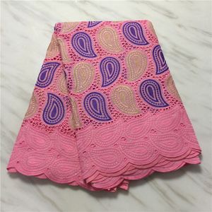 5Yards/Lot belle apparence rose tissu de coton africain broderie suisse Voile dentelle sèche pour s'habiller PL11680