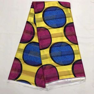 5 yardas/lote, superventas, tela de satén amarillo y bonito estampado, encaje de seda de gasa suave africano para vestir LG15