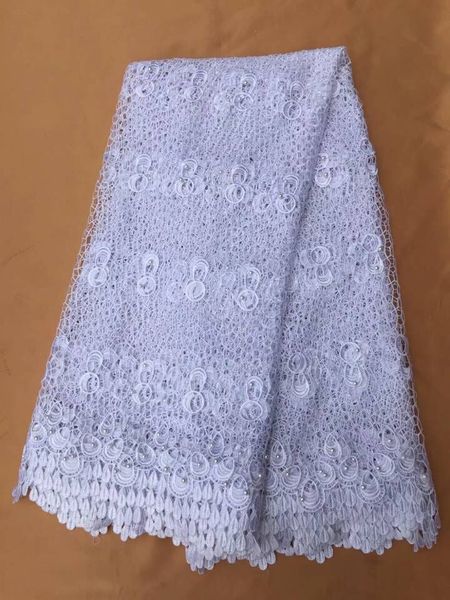 5 yardas pc buena venta malla blanca tela de encaje guipur francés bordado material africano soluble en agua para vestido qw325