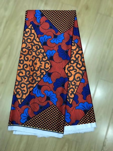 Tissu en mousseline de soie et joli motif imprimé, 5Yards/pièce, tissu africain en dentelle de satin lisse pour robe LG5-1