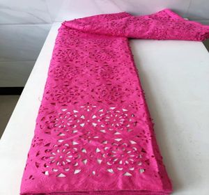 5YardsLot Mooie fuchsia afrikaanse katoen met kralen decoratie bloem zwitserse voile kant voor dressing QC114737343